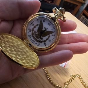 Men's Quartz Pocket Watch - Eagle National Seal Goldtone